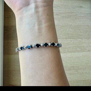 NEW Amour Sterling Silver Diamond and 11 1/6 CT TGW Black Sapphire Bracelet